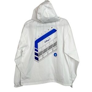 DISNEY+ CHAMPION white and blue half zip windbreaker with hood size Medium